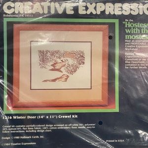 Vintage 1984 Winter Deer crewel kit